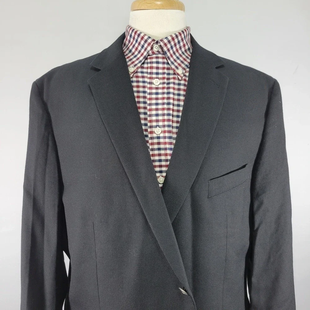 Joseph Abboud Reda Men's Sport Coat Blazer‎ Two Button Black Wool 52R